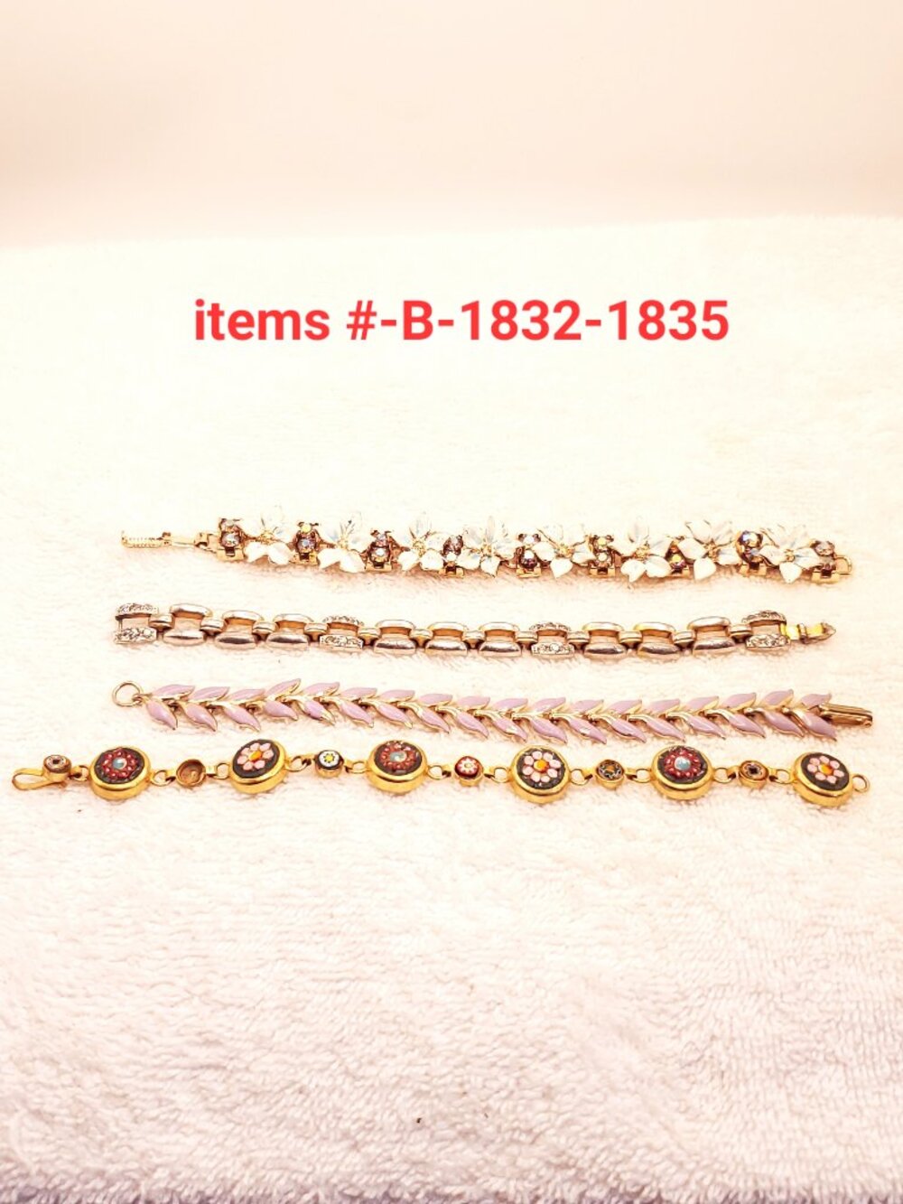 4 Bracelets, items # B-1832-1835, wt. 90 grams.